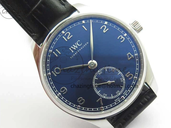 MIROTIME 0502 TimelessDesign Portuguese IW358304 ZF 1:1 Best Edition SS Blue Dial on Leather Strap A 7078